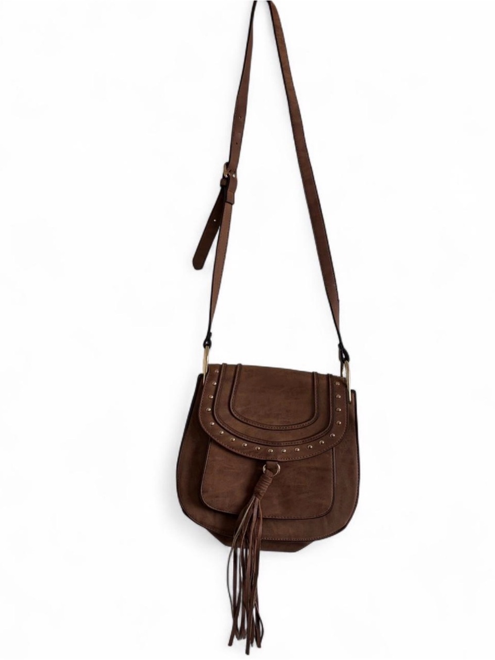 Brown leather crossbody bag